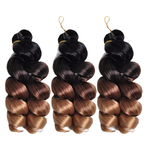 Exhibición de 150g onda de cuerpo suelto estilo Pony rizo espiral ganchillo <span class=keywords><strong>rizos</strong></span> franceses extensiones sintéticas pelo trenzado rizado de alta temperatura - Product Image 1
