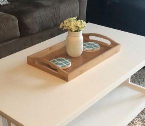 Bandeja de servicio de bambú natural resistente extra grande multiusos con asa para fiestas, bodas, picnics - Product Image 6