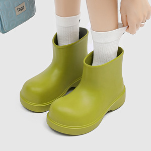 Botas de Lluvia para Mujer, Color Sólido, Suela Gruesa, Tacón Bajo, Impermeables, Antideslizantes, EVA, Altura Media de Pantorrilla - Product Image 1