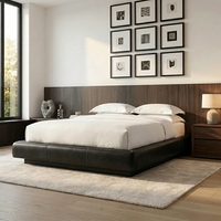 Lit King Size Italien Rembourré en Bois Extra-Large avec Tête de Lit Étendue, Style Minimaliste de Luxe, Idéal pour Villa Haut de Gamme