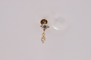 Novedad: Pendientes de titanio F136 chapados en oro de 24K con circonita talla marquesa y diseño de garra de estrella polar, ideales para bodas, regalos o fiestas. - Product Image 6