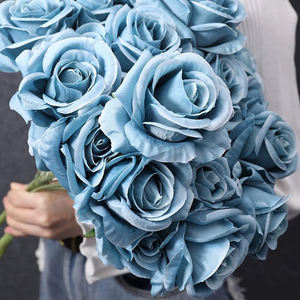 Blue Forget-Me-Not Faux Flowers Memorial <b>Decoration</b> Artificial Blue Hibiscus <b>Tropical</b> Beach <b>Party</b> Theme Decor - Product Image 5