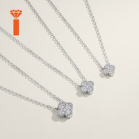 Magnifique collier ras du cou pour femme en argent 925 plaqué rhodium, orné de moissanite en forme de fleur porte-bonheur, micro-pavé de haute qualité