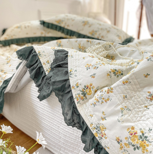 Colcha de algodón de fabricante, funda de cama, diseño de colcha, Sábana de encaje recortada con volantes, colcha acolchada - Product Image 4