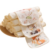 Serviette de dos en gaze de coton pur absorbant la transpiration pour garçons et filles de maternelle, motif animalier de dessin animé, pour enfants de 3 à 8 ans