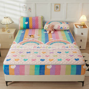 Warm Fluffy <strong>Fitted</strong> Velvet Bed <strong>Sheet</strong> Anti-Dust Mite <strong>Fleece</strong> Flannel Bed Cover Mattress Protector Anti-Bacteria Anti-Pull Features - Product Image 1