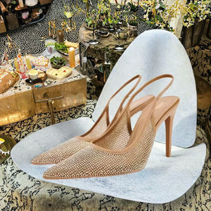 Elegantes Zapatos de Tacón Alto con Punta y Tira Trasera para Mujer, Calzado de Malla con Pedrería, Tacón Fino, Cierre Deslizante, Ideales para Fiestas - Product Image 2