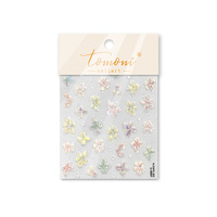 5D Fünfblättrige Blumen Nagelkunst-Aufkleber Gelee-Blüten Nagelsticker Slider Rosa Silber Blumen Nagelaufkleber für Maniküre