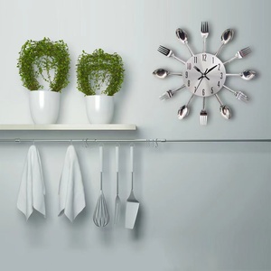 Acero inoxidable Cuchillo Tenedor Cuchara Cocina <span class=keywords><strong>Restaurante</strong></span> <span class=keywords><strong>Reloj</strong></span> de pared Decoración del hogar Relojes de pared - Product Image 6