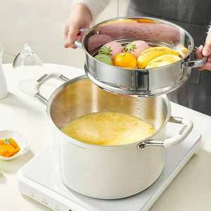 Olla para Sopa Doméstica de Acero Inoxidable Zunck, Sin Recubrimiento Cerámico, Engrosada, con Doble Asa, Función de Cocción al Vapor, Exterior Esmaltado - Product Image 5