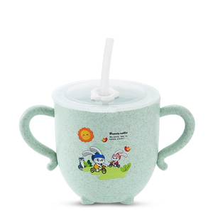 도매 밀 짚 짚 물 컵 규모 아기 마시는 컵 뚜껑 어린이 귀여운 만화 물 컵 - Product Image 6