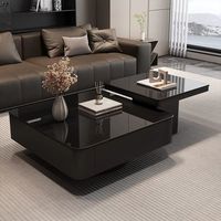 Table basse carrée moderne en verre trempé italien, rétractable, avec rangement, table à thé de luxe, combinaison pour petit salon à domicile