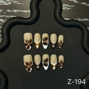 Faux ongles en acrylique ABS faits à la main avec un design scintillant, à presser, strass artificiels pour les doigts - Product Image 3