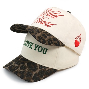 Damen Frauen Mädchen Männer Benutzer definierte 3D-Stickerei <span class=keywords><strong>Logo</strong></span> <span class=keywords><strong>Cheetah</strong></span> Leopard ein Rahmen zweifarbige Baseball kappe - Product Image 6