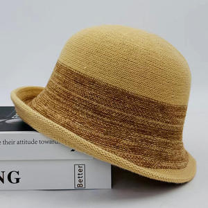 Women's retro rolled edge fisherman <b>hat</b>, British top <b>hat</b> French elegant high-end <b>hat</b> - Product Image 5