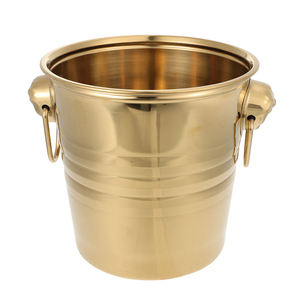 Custom <strong>Silver</strong> Stainless Steel Eco-Friendly <strong>Ice</strong> <strong>Bucket</strong> with Two Handles and Custom Logo for Beer Minimalist Design - Product Image 1