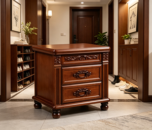 Traditional Dark <b>Walnut</b> Wood Nightstand 2-<b>Drawer</b> Antique Turned Leg Bedroom Storage Cabinet - Product Image 6