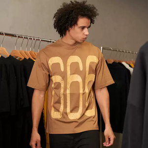 เสื้อยืดคอกลมขนาดโอเวอร์ไซส์240 GSM ใช้ได้ทั้งชายและหญิงเสื้อปล่อยโลโก้ผ้าฝ้าย100% ลายตัวอักษรถักนิตติ้ง - Product Image 5