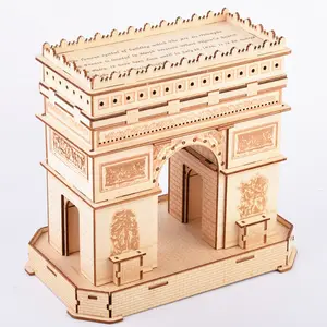 World Famous Buildings Mechanical 3D Models Wooden Puzzles Arc de Tr DIY Assembly Constructor Kit Toy for Teens Adults