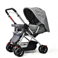 Poussette bébé pliable portable 360 °   Poussette pour bébé à poignée réversible et position haute avec grand panier de rangement