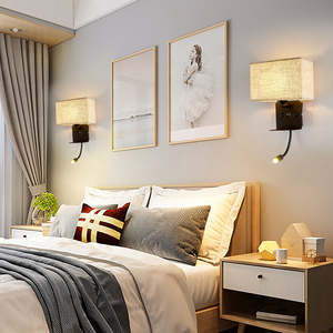 Nouveau design moderne lecture intérieur applique murale décor à la maison chevet hôtel couloir tissu verre Led - Product Image 4