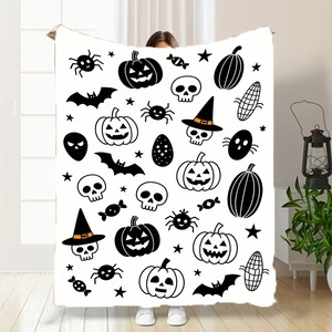 Couverture en flanelle douce et moelleuse à motifs Halloween, idéale pour les fêtes d'Halloween, le canapé, la chambre et la décoration intérieure - Vente en gros usine - Product Image 1