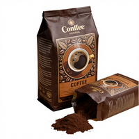 Sacs d'emballage alimentaire composites à fond plat, durables, imprimés sur mesure, thermoscellables, anti-odeurs, avec fermeture éclair, pour grains de café, 250g, 500g, 1kg