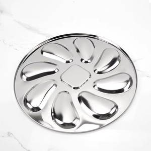 Assiette à huîtres en acier inoxydable pour restaurant, barbecue, fruits de mer, ustensiles de cuisine, vaisselle, non revêtue, facile à nettoyer, résistante à la chaleur - Product Image 1