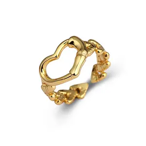 Anello di cuore di amore di moda gioielli di moda delicate in argento sterling giallo oro anello cuore immagine