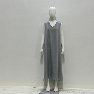 Abito Estivo da <span class=keywords><strong>Donna</strong></span> Taglie Forti, Modello Midi a Trapezio, in <span class=keywords><strong>Cotone</strong></span> e Lino Eco-Friendly, Traspirante, Casual - OEM/ODM Ingrosso - Product Image 2