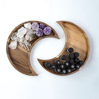 Moon Tray Crystal Holder plateaux en bois décoration croissant de lune décor plateau décoratif