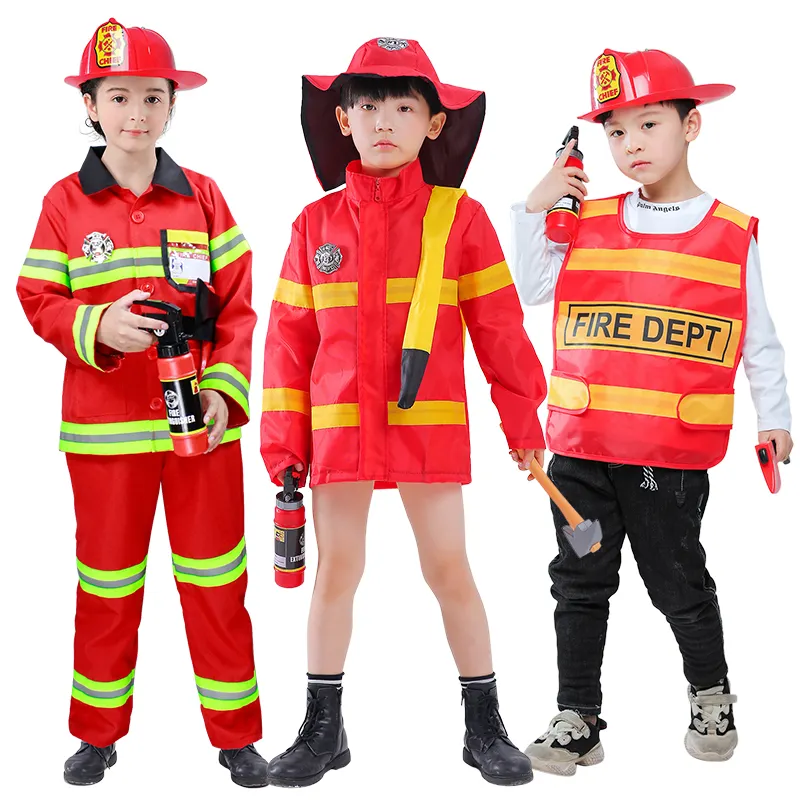 Halloween gioco di ruolo vigili del fuoco Costume Fire Chief Suit pompiere Costume Cosplay per bambini