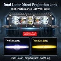 Barre lumineuse LED à 8 lentilles, style double laser, faisceau direct, double couleur jaune et blanc, 12V-60V, super longue portée, étanche, projecteur tout-terrain