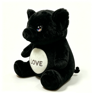 Cerdito de peluche personalizado con bordado de AMOR para San Valentín, suave compañero para dormir, animal de granja de peluche, regalo único de cerdito negro para niñas - Product Image 6