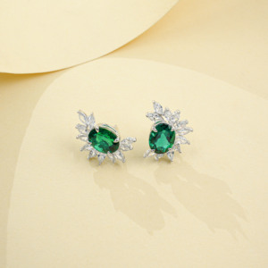 925 Sterling Silver Lab-Grown <b>Emerald</b> <b>Stud</b> EarringsParty evening dress paired with <b>emerald</b> sparkle ultra-shiny - Product Image 5