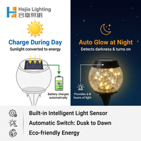 Lampes solaires de jardin pour décoration extérieure, lampes solaires à globe en verre craquelé, lampes sphériques blanches chaudes améliorées et étanches pour pelouse