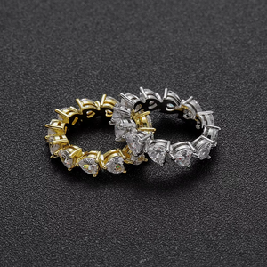 Bague en cuivre et zircon en forme de cœur, 5 mm, bague d'amour en zircon, bague pour l'index pour femme - Product Image 1
