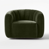 Fauteuil pivotant en velours vert avec dossier capitonné pour salon, chaise de loisirs contemporaine pour la maison et l'hôtel, vente en gros OEM&ODM