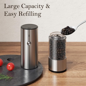 Hot Selling USB Rechargeable Large Capacity Adjustable Plastic Electric Salt <b>Pepper</b> <b>Grinder</b> Set Ceramic Salt <b>Grinder</b> - Product Image 2