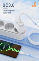 LDNIO A303Q 18W Accessoires de téléphone Chargeur portable Chargeur rapide de téléphone portable personnalisé pour le chargement d'iPhone et Android