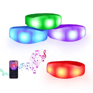 Bant ışıkları Glow parti müzik kontrollü bileklik silikon beyaz bilezikler bilekliği ses aktive Led bilezik