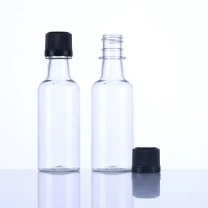 50 ml mini PET plástico redondo de cuello largo licor licores botella