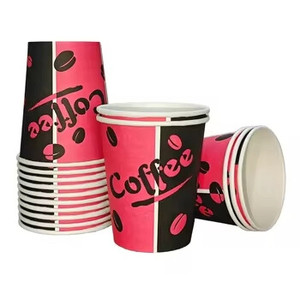 Disposable Custom Printed Single Wall Hot Drink <b>8oz</b> Paper <b>Coffee</b> <b>Cup</b> with Matching Lids - Product Image 1