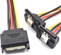 Cable adaptador divisor de corriente SATA de 15 Pines, macho a hembra Dual, ángulo de 90 grados con pestillo de bloqueo, Cable de extensión de potencia