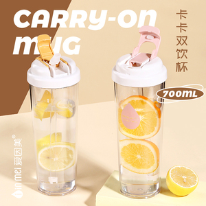 24oz Large Capacity Double Wall Tumbler <span class=keywords><strong>Cute</strong></span> Adult <span class=keywords><strong>Milk</strong></span> <span class=keywords><strong>Tea</strong></span> Cup Suco Cup Straw para Beber Direto Plastic Drinkware Canecas - Product Image 2