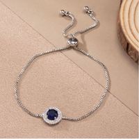 Bracelet tendance en zircon rond pour femme, bijoux minimalistes de luxe en acier inoxydable, vente en gros, accessoire de mode élégant pour le poignet