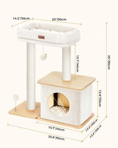 Structure d'escalade pour <span class=keywords><strong>chat</strong></span> d'intérieur moderne, style <span class=keywords><strong>nordique</strong></span>, avec poteau à gratter, lit rembourré et appartement confortable, adapté aux chats adultes - Product Image 6