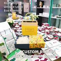 Boîte cadeau en papier kraft rigide recyclable avec logo personnalisé et ruban pour le rangement des bougies et des crèmes pour les mains Bath and Body Works