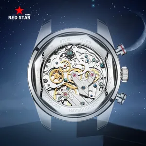 Montre de <span class=keywords><strong>pilote</strong></span> chronographe à trois aiguilles Red <span class=keywords><strong>Star</strong></span> ST1903, mouvement mécanique, cristal saphir, luminescent, montre-bracelet pour homme - Product Image 3