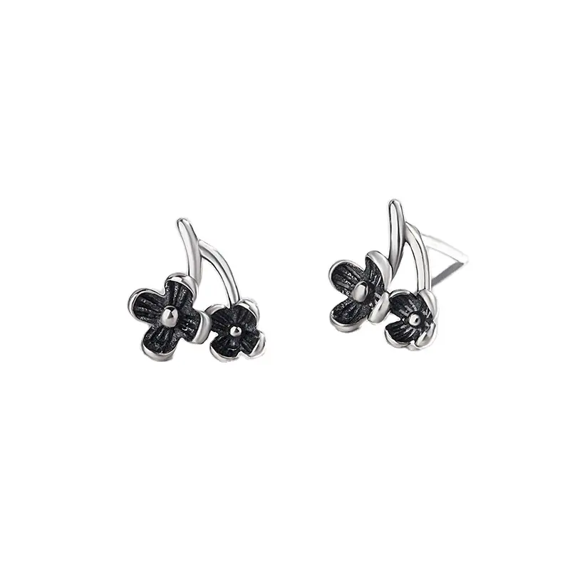 Hot sale flower Antique Silver Plated fashion earrings trend 2023 925 silver Earrings for women